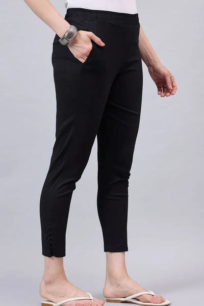 Black Regular Fit Potli Pants