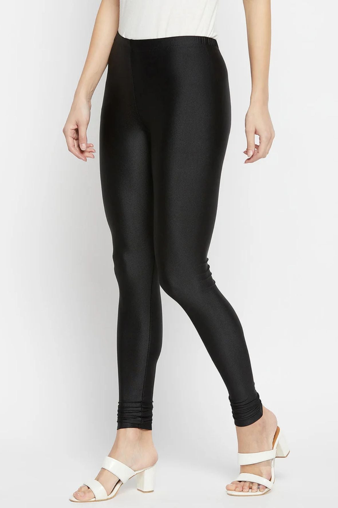 Black Metallic Leggings - Ankle Length