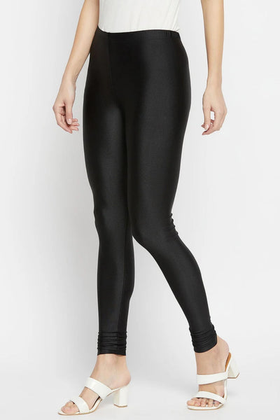 Black Metallic Leggings - Chudi Length