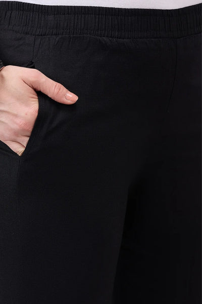 Black Regular Fit Potli Pants