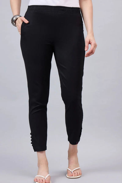 Black Regular Fit Potli Pants