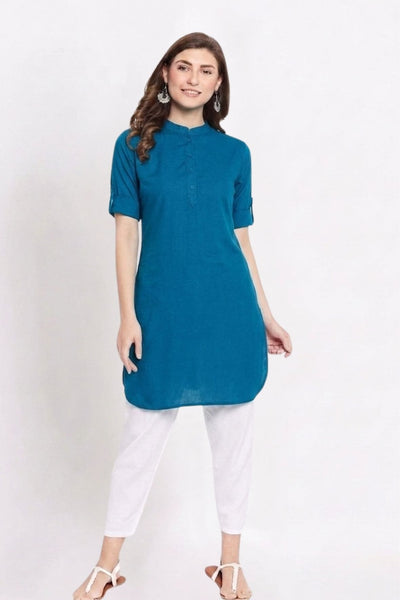Blue Solid Color Kurti