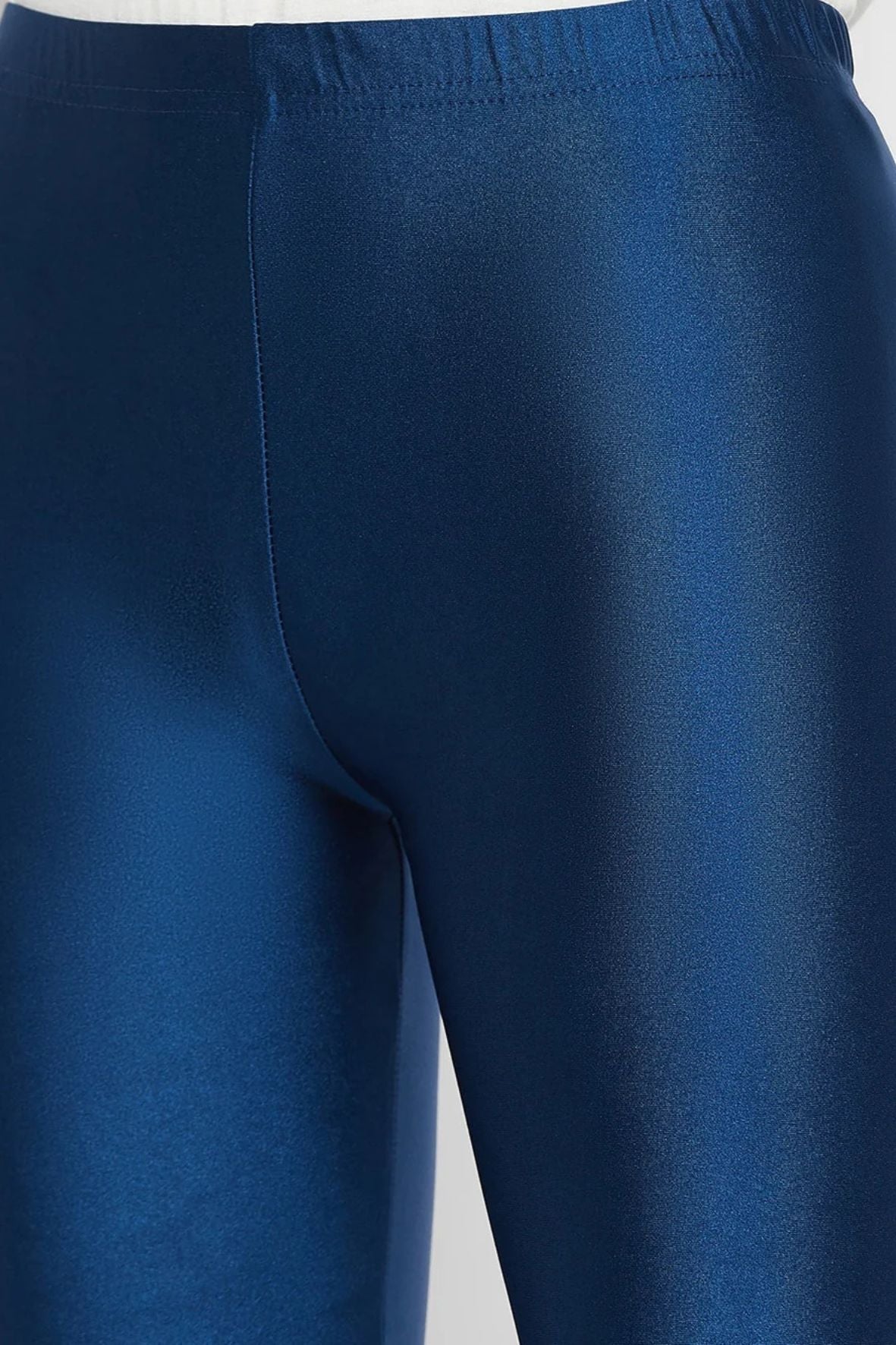 Navy Blue Metallic Leggings - Ankle Length