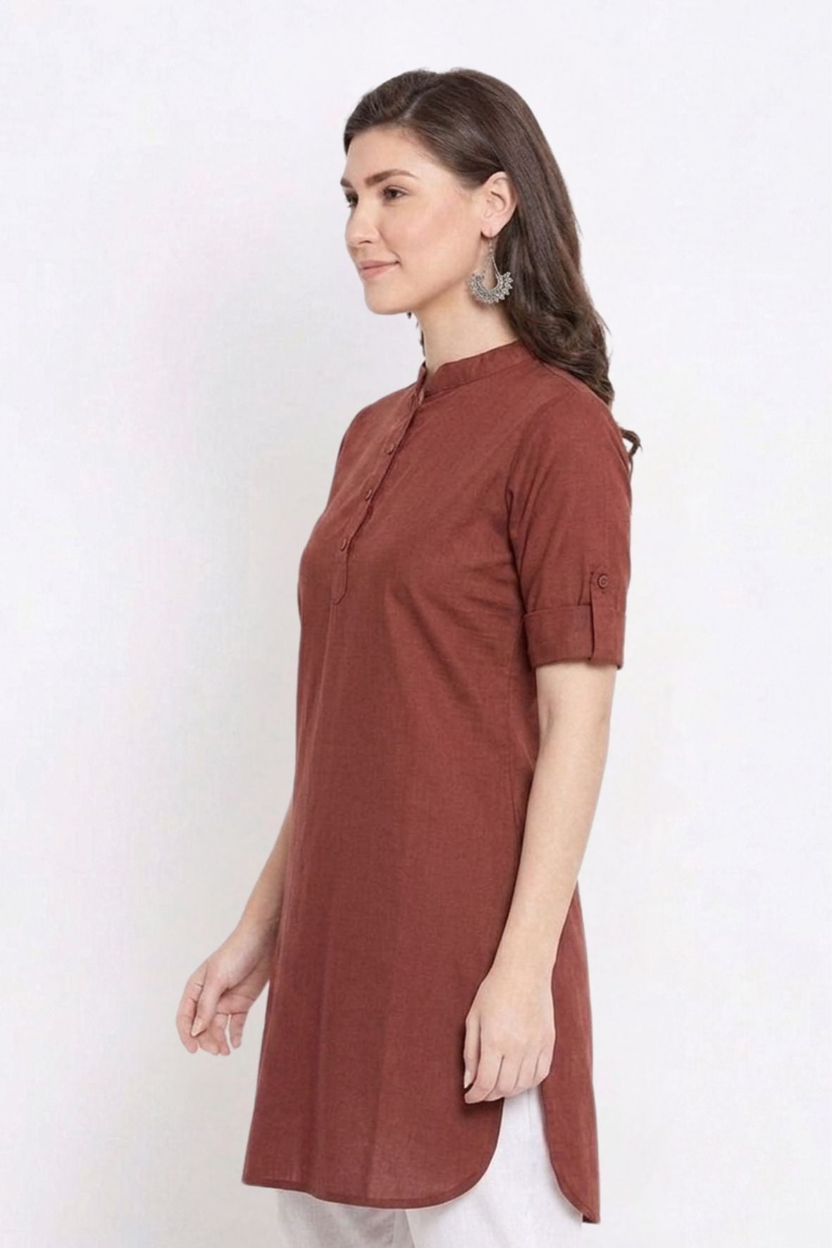 Brown Solid Color Kurti