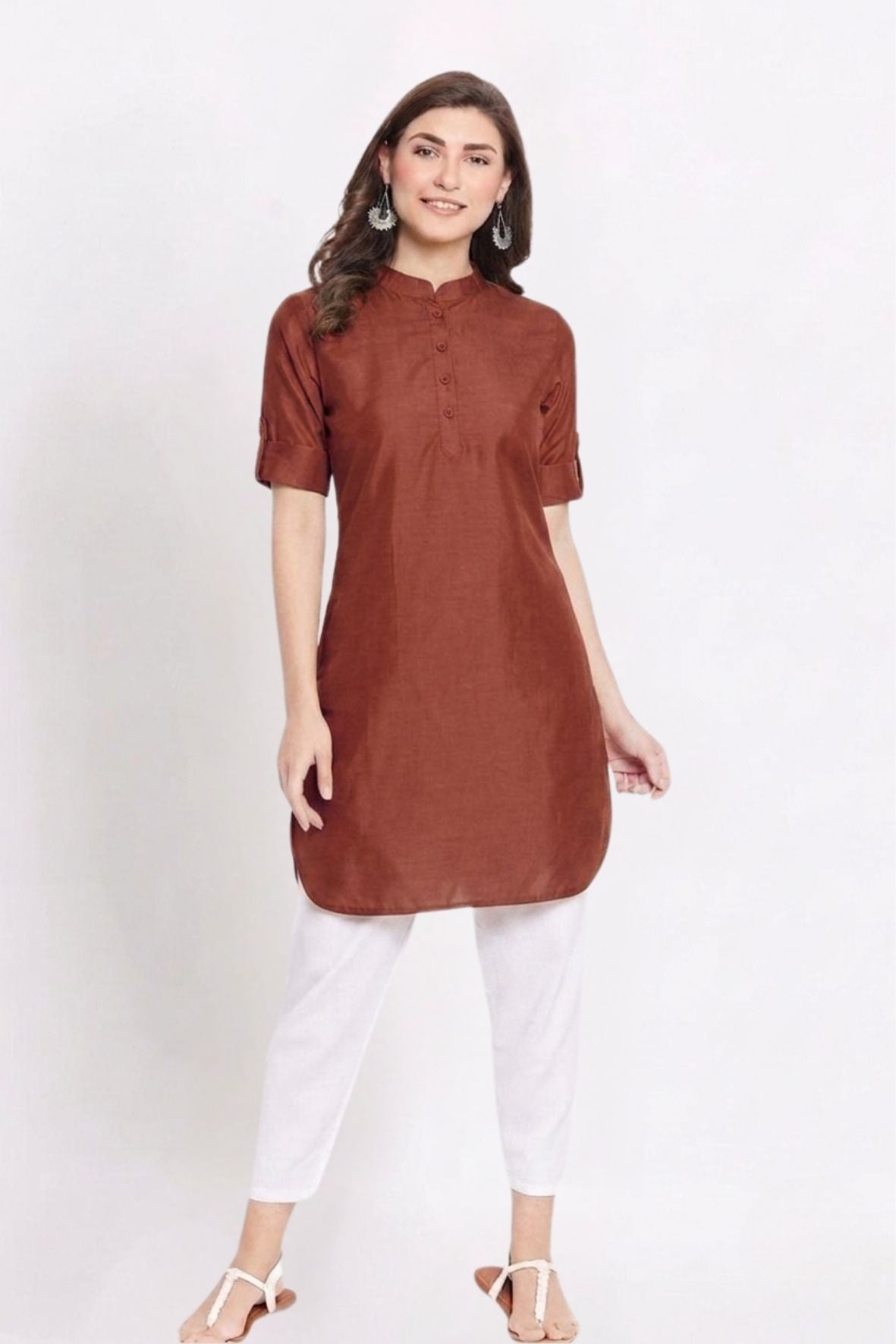 Brown Solid Color Kurti