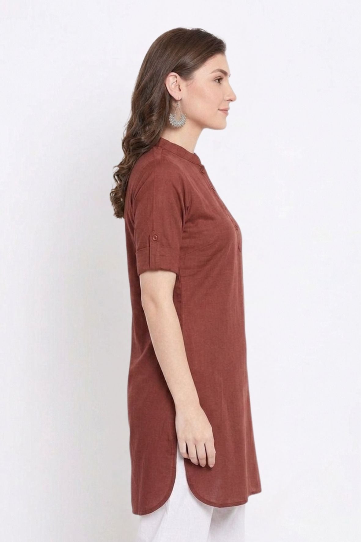 Brown Solid Color Kurti