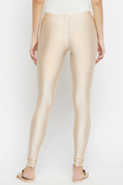 Cream Metallic Leggings - Chudi Length