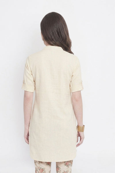 Cream Solid Color Kurti
