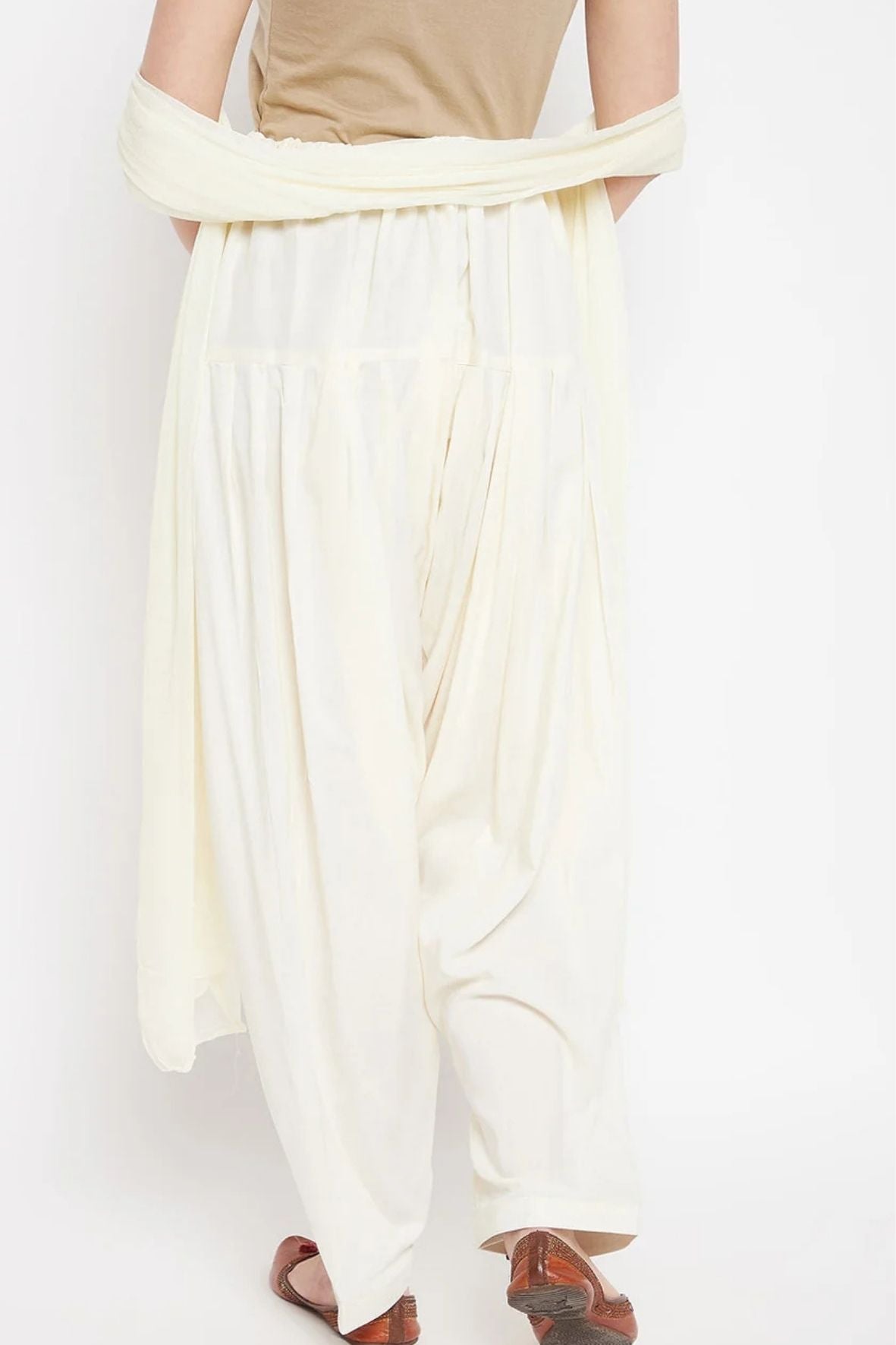 Off White Rayon Plain Patiala (No Duppatta)