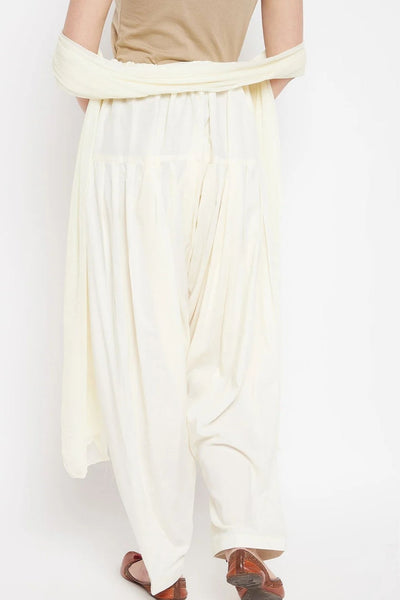 Off White Rayon Plain Patiala (No Duppatta)