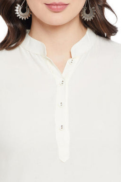 Cream Solid Color Kurti