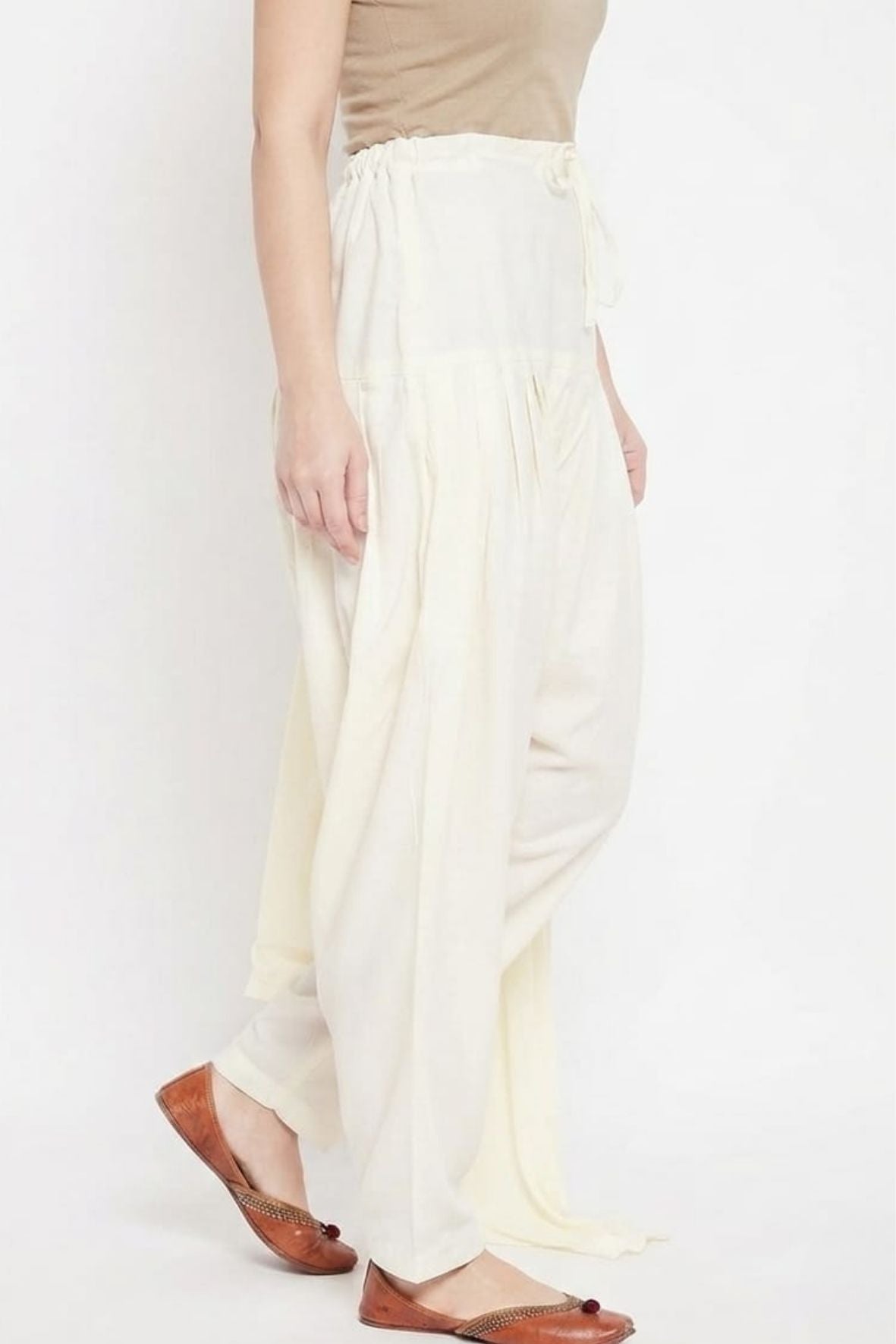 Off White Rayon Plain Patiala (No Duppatta)