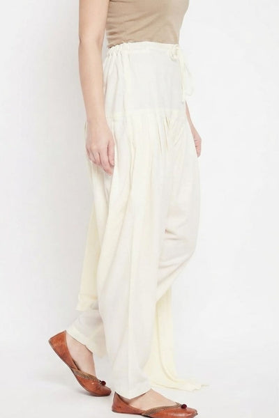 Off White Rayon Plain Patiala (No Duppatta)