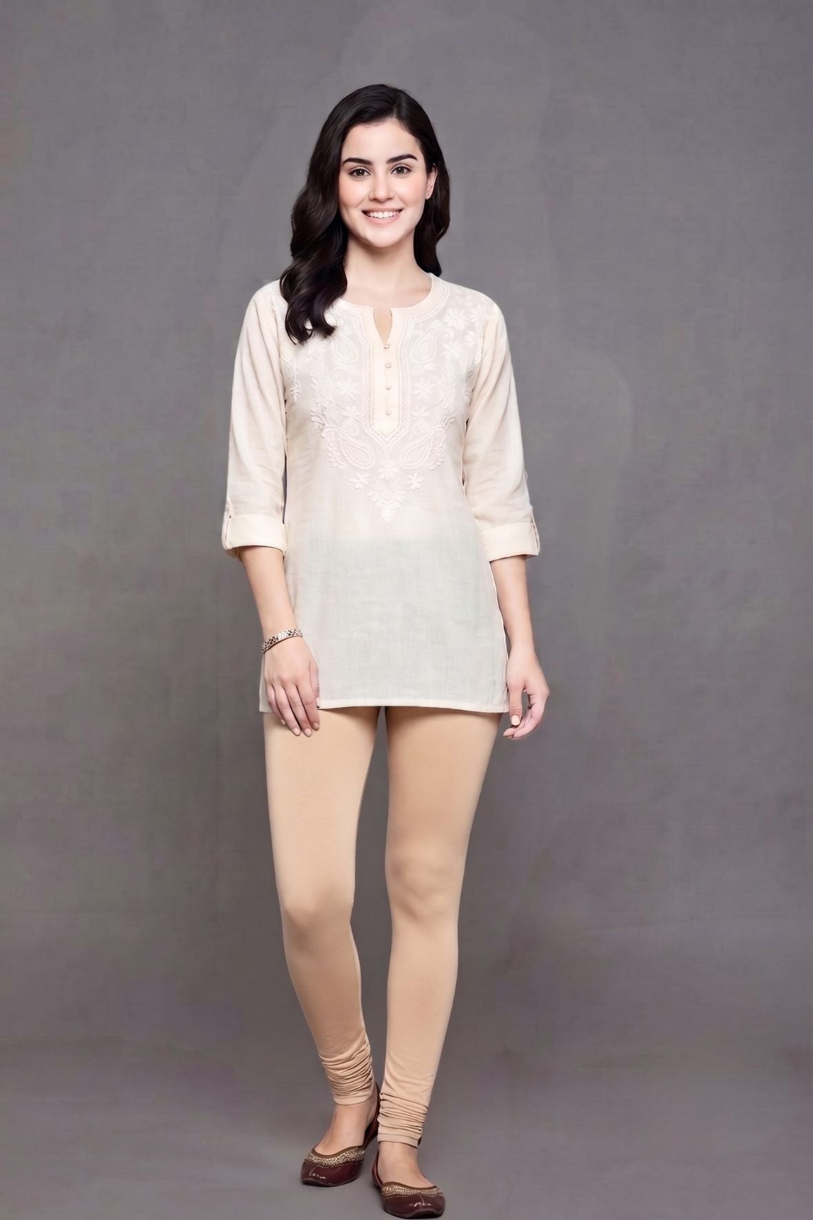 Cream Viscose Ankle Legging