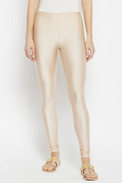Cream Metallic Leggings - Ankle Length