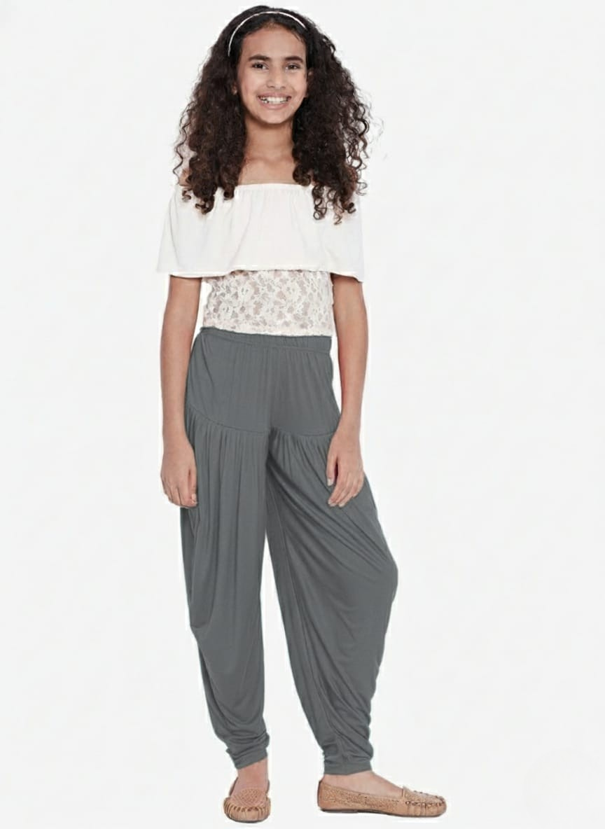 Grey Viscose Dhoti Pants