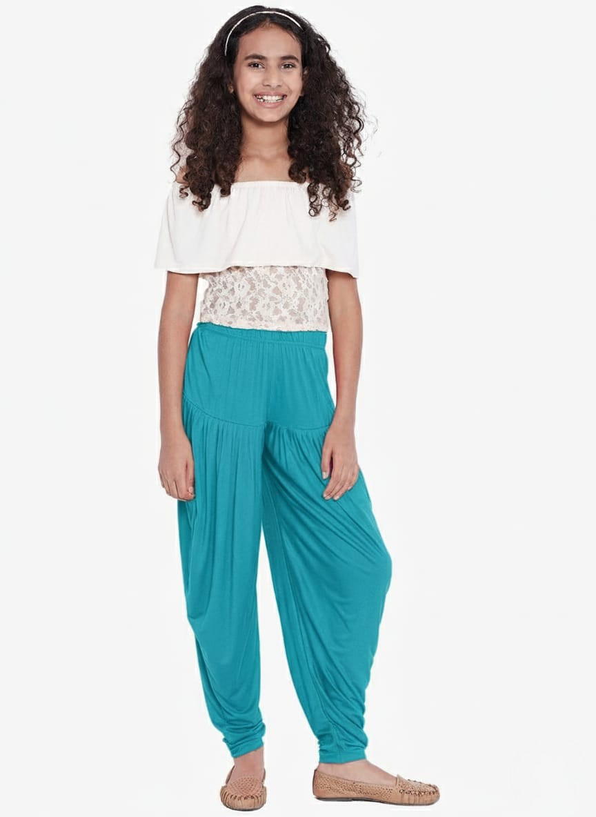 Turquoise Viscose Dhoti Pants