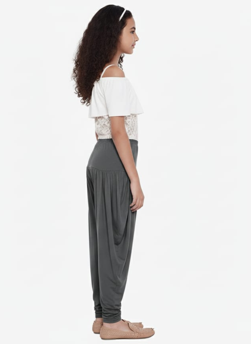 Grey Viscose Dhoti Pants