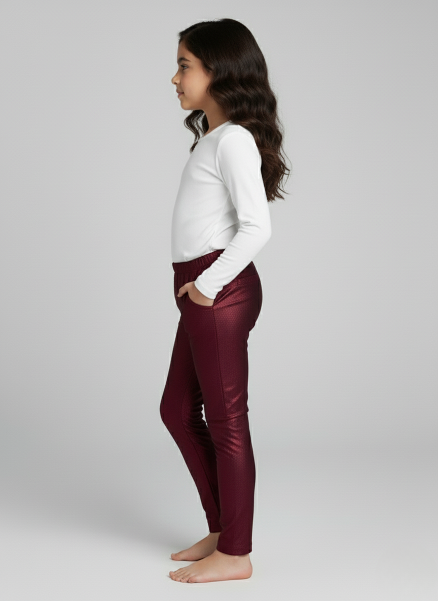 Maroon Metallic Leggings