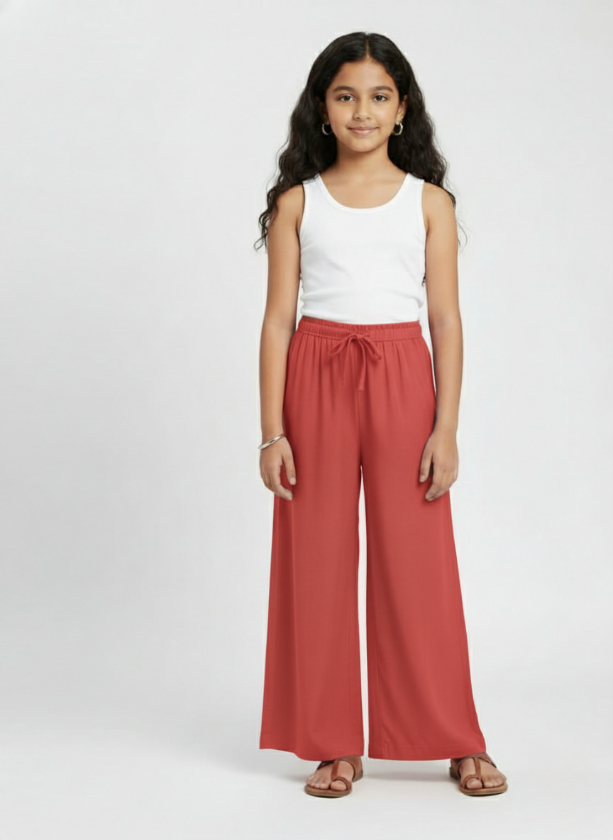 Kids Peach Rayon Palazzo