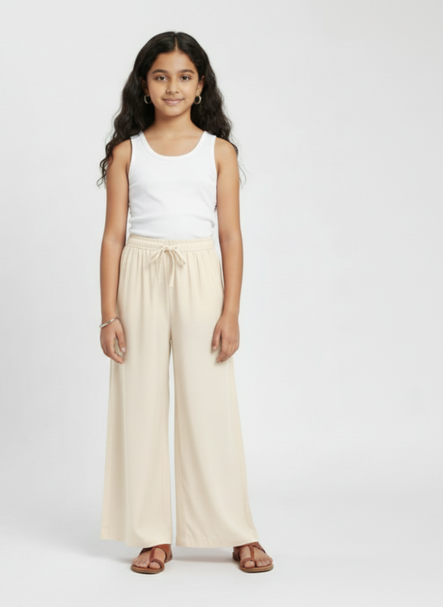 Kids Cream Rayon Palazzo