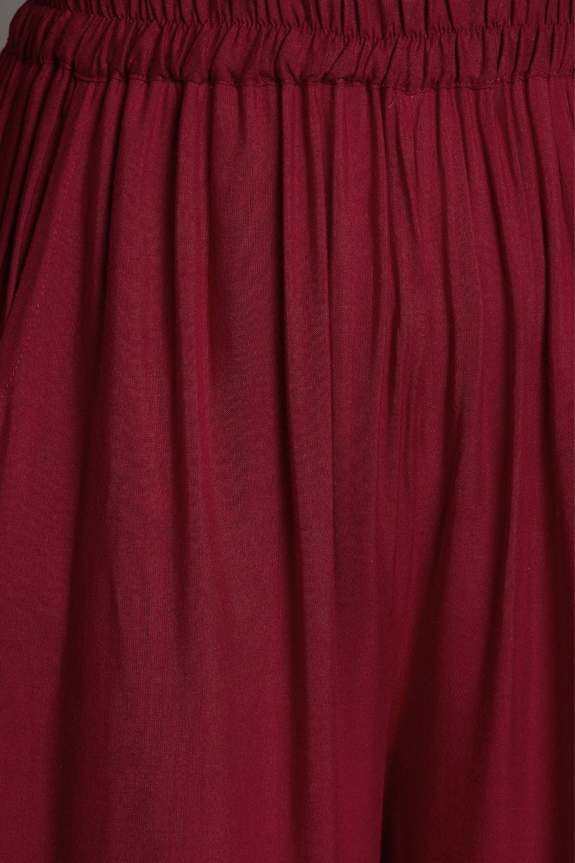 Plum Maroon Embroidery Palazzo