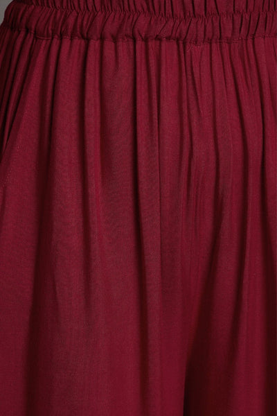 Plum Maroon Embroidery Palazzo