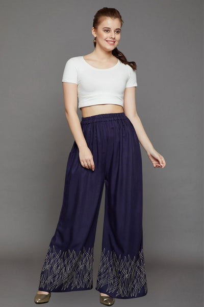 Plum Maroon Embroidery Palazzo