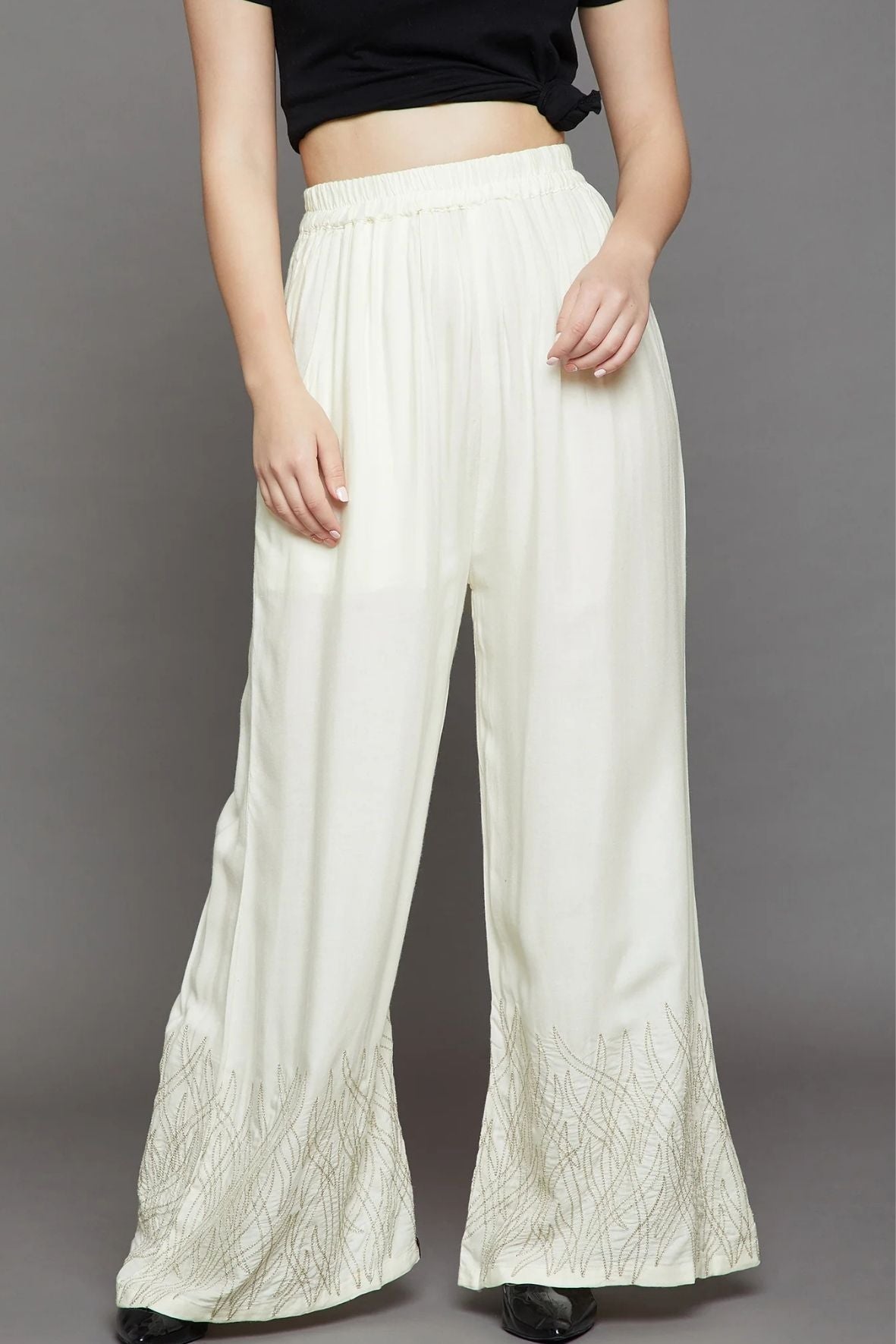Off White Embroidery Palazzo