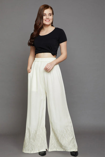 Jet Black Embroidery Palazzo