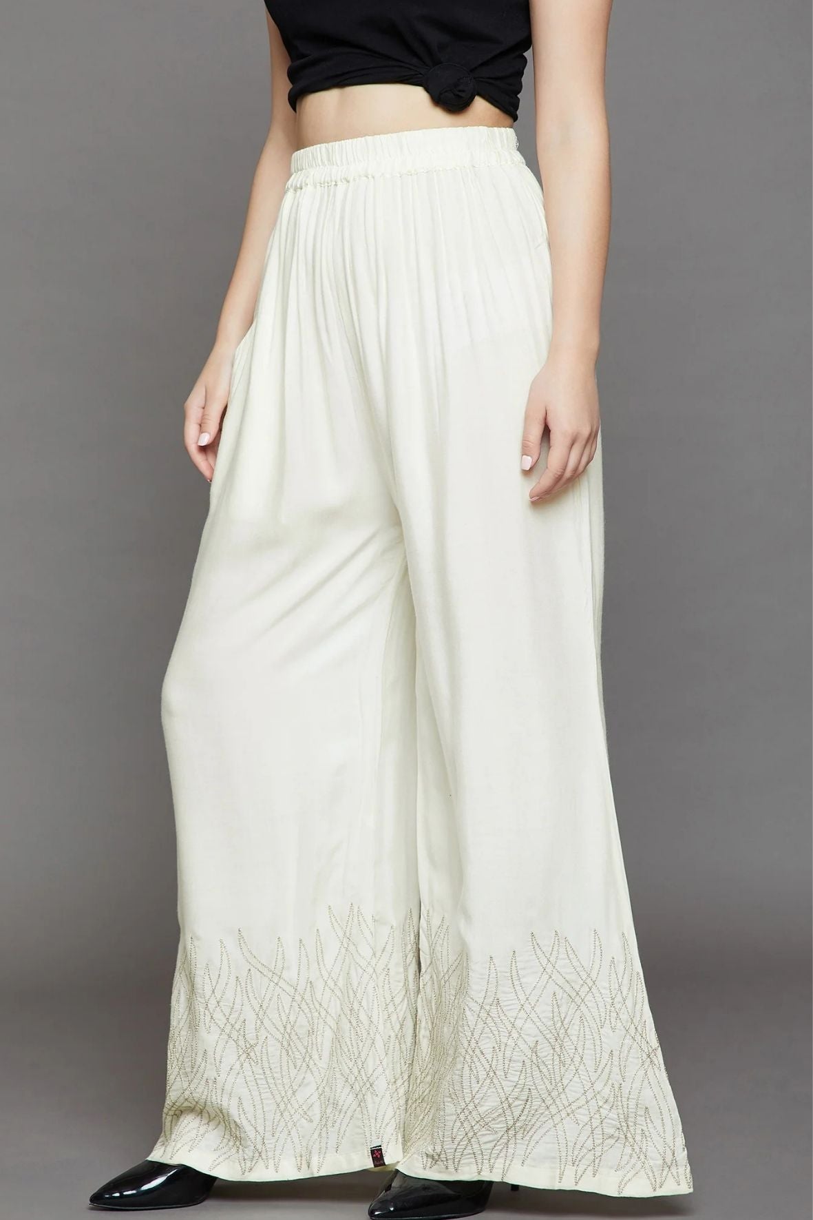 Off White Embroidery Palazzo