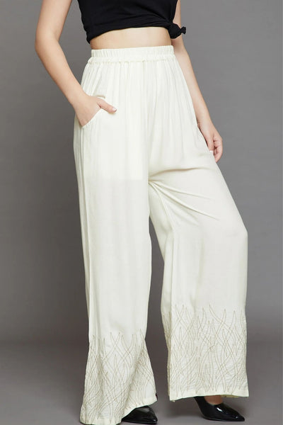 Off White Embroidery Palazzo