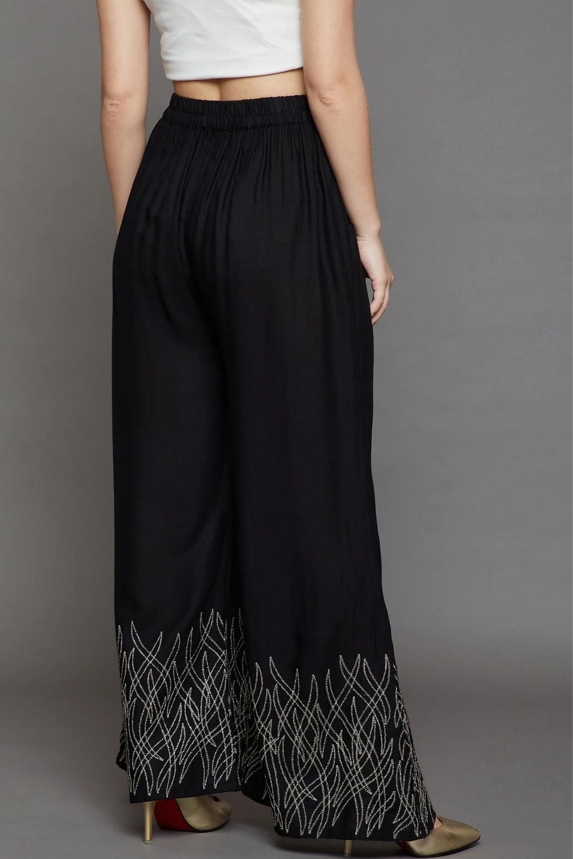 Jet Black Embroidery Palazzo