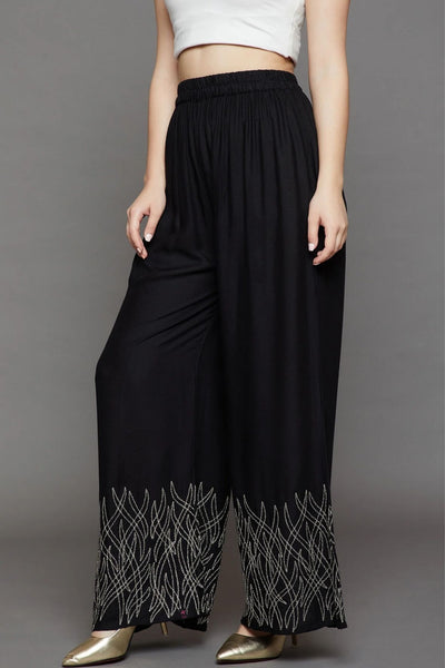 Jet Black Embroidery Palazzo