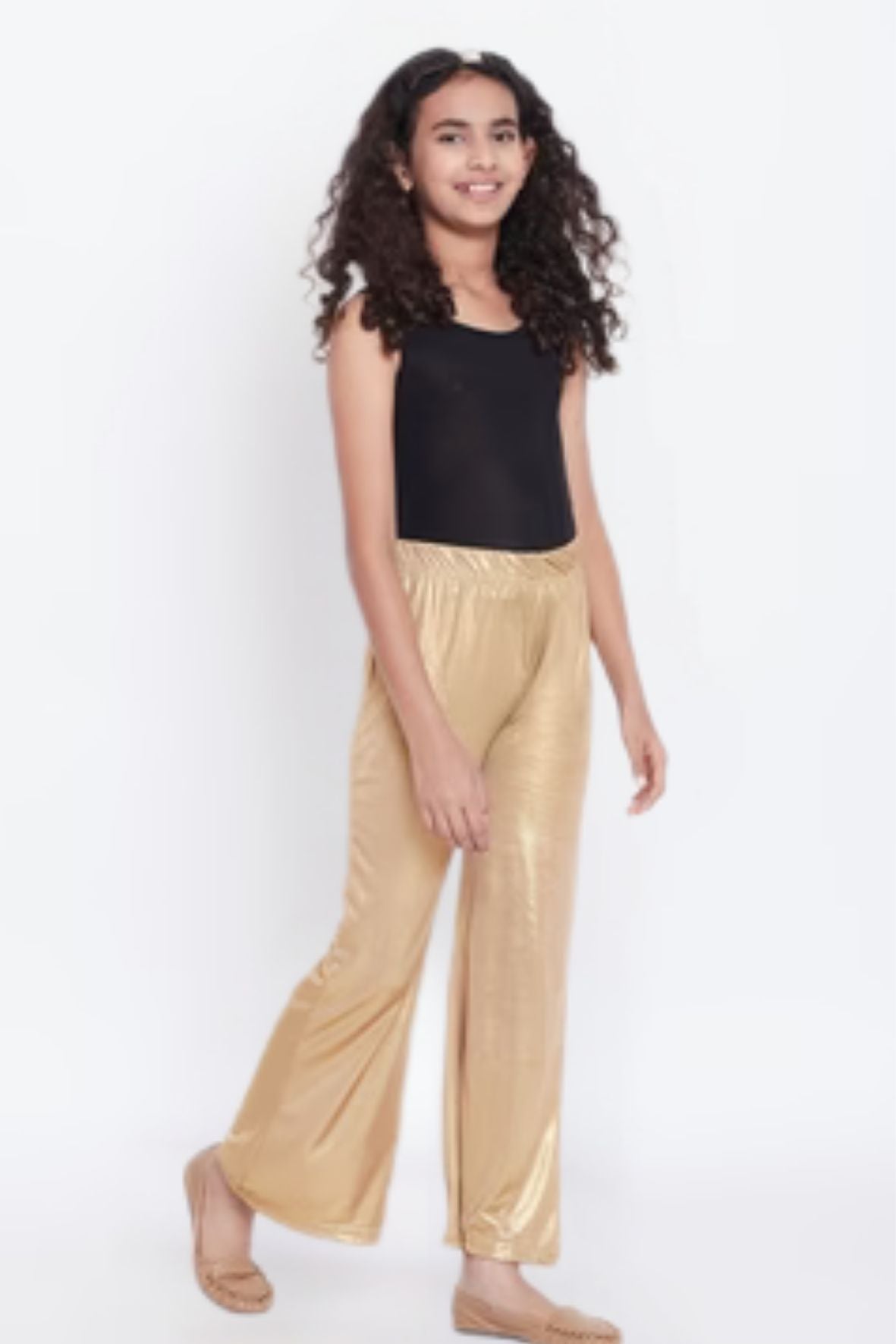 Kids Light Gold Shimmer Palazzo