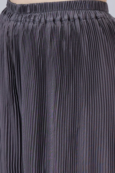 Grey Pleated Chiffon Palazzo