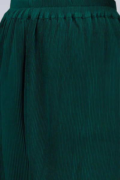 Bottle Green Pleated Chiffon Palazzo