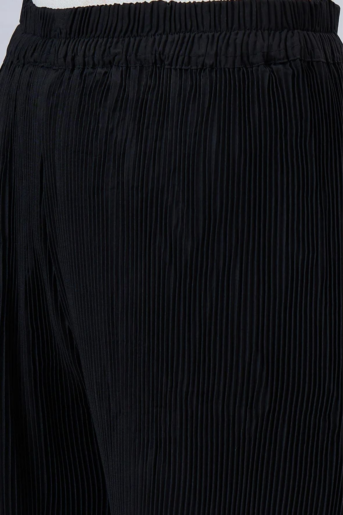 Black Pleated Chiffon Palazzo