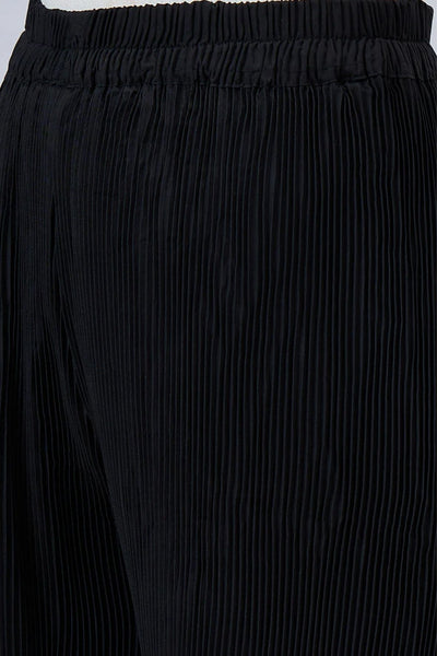 Black Pleated Chiffon Palazzo