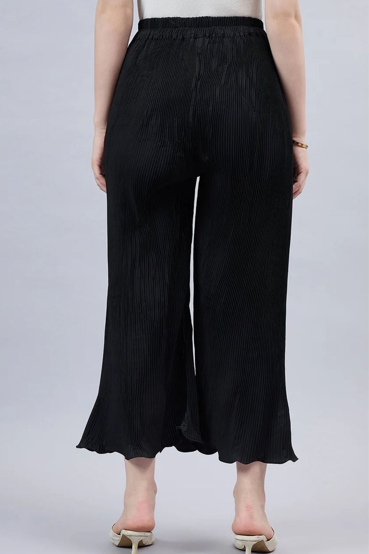 Black Pleated Chiffon Palazzo