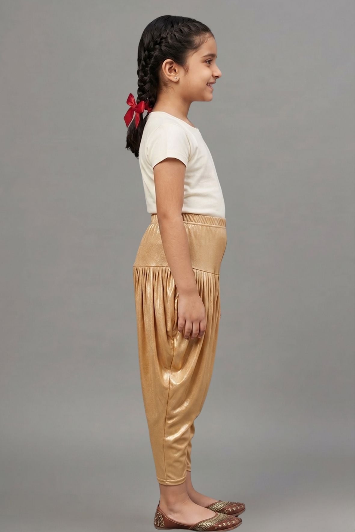 Kids Gold Shimmer Dhoti Pants