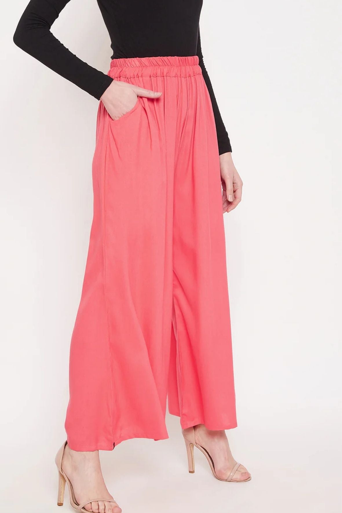 Black Plain Rayon Palazzo