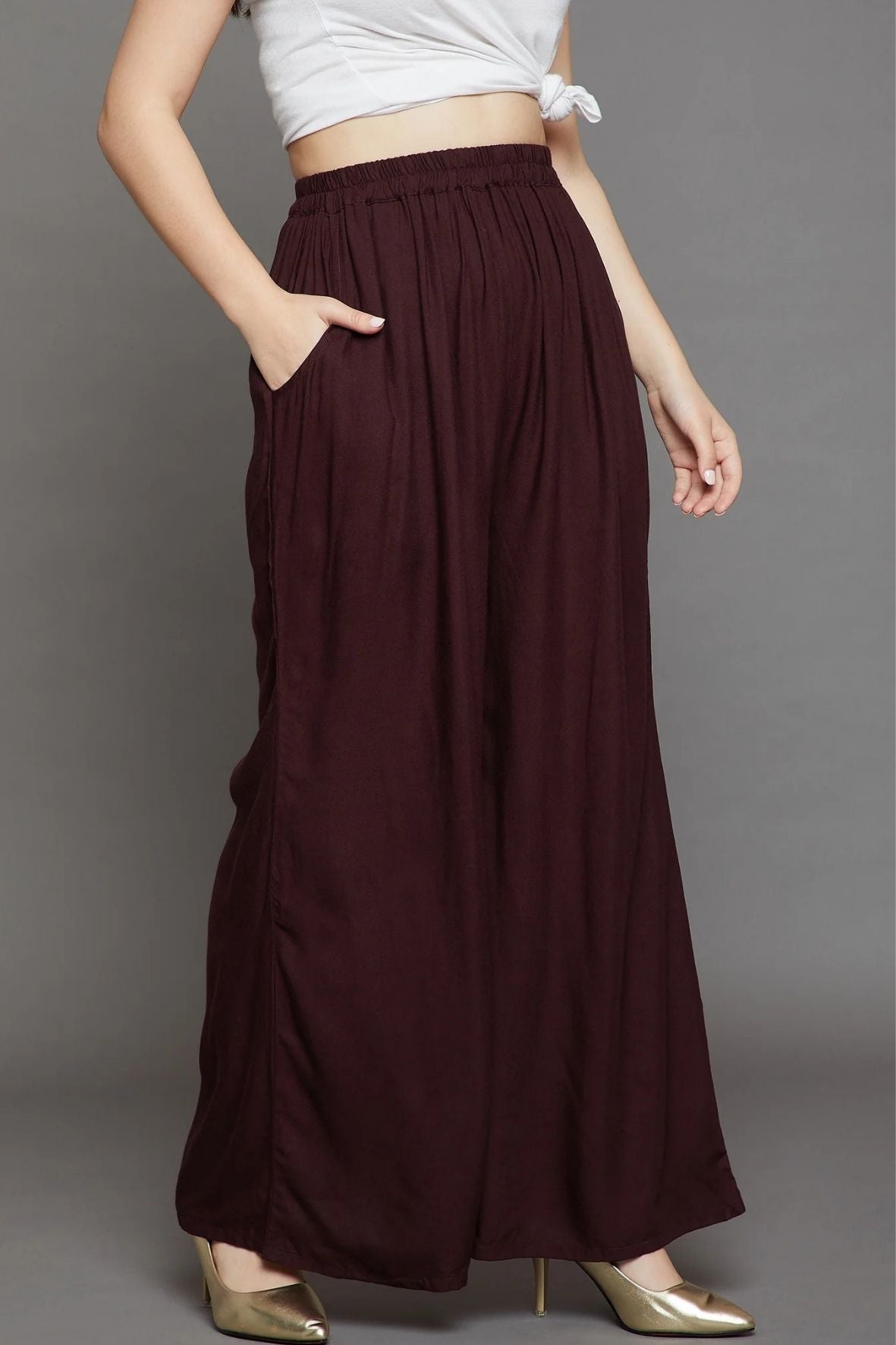 Black Plain Rayon Palazzo
