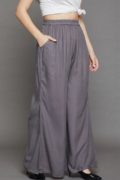 Black Plain Rayon Palazzo