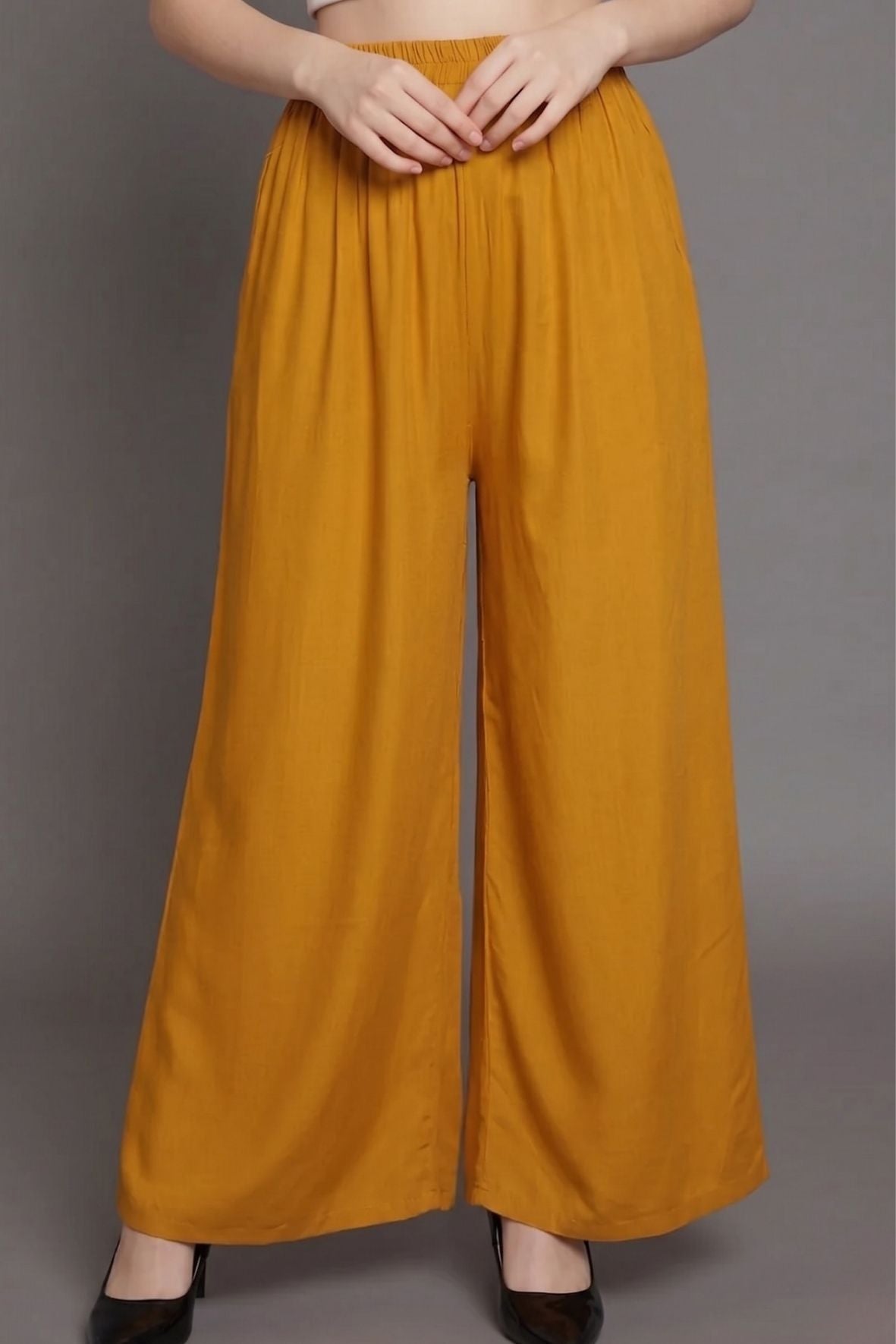 Mustard Plain Rayon Palazzo