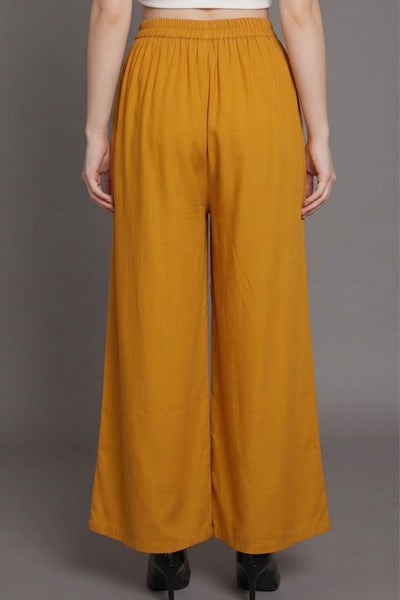 Mustard Plain Rayon Palazzo
