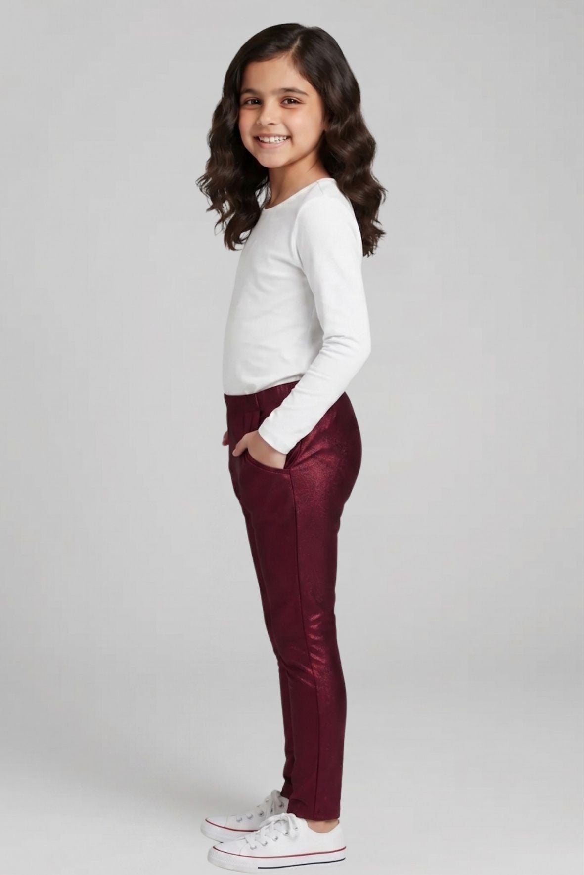 Maroon Metallic Leggings