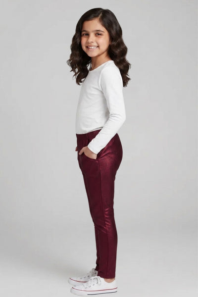 Maroon Metallic Leggings