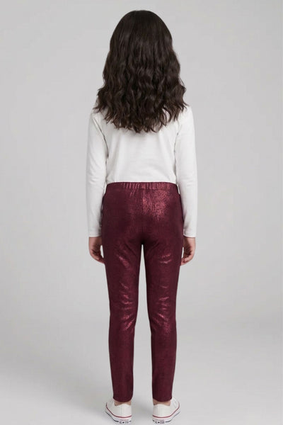 Maroon Metallic Leggings