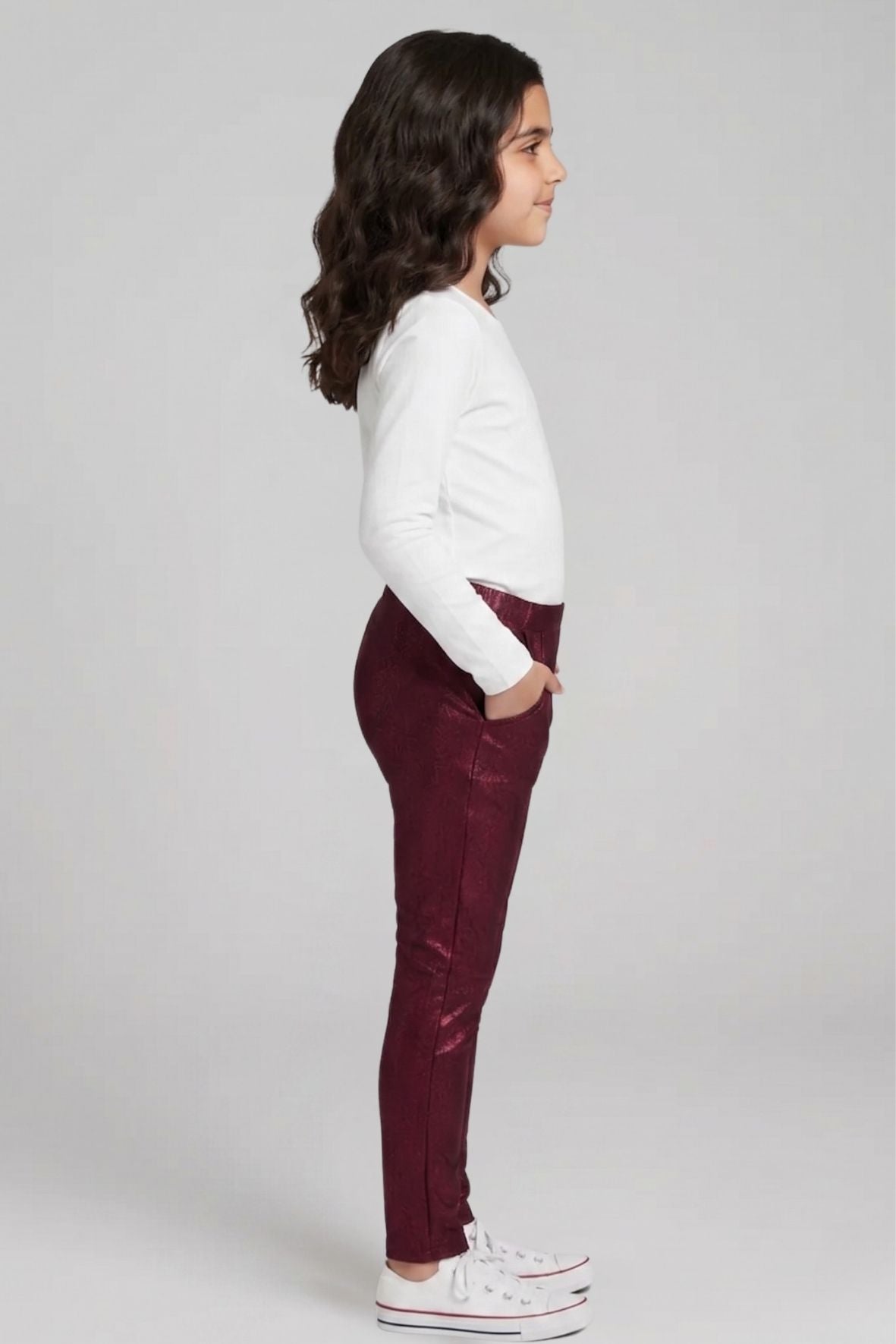 Maroon Metallic Leggings